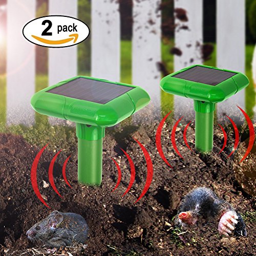 2 X VENSMILE Solar Powered Mole Repeller Gopher Repellent Repel Voles Mice Rats Rodent for Garden Yard Law 2 X VENSMILE Solar Powered Mole Repeller Gopher Repellent Repel Voles Mice Rats Rodent for Garden Yard Law