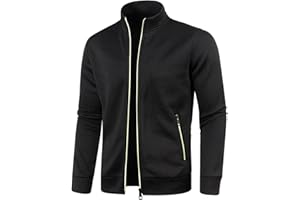 Mens Track Jackets Lightweight Full Zip Fleece Jacket Fashion Warm Business Casual Work Coat Outdoor Active Travel Jacket