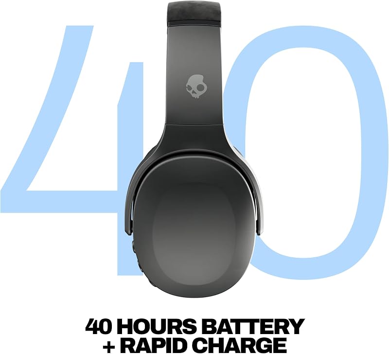 Crusher Evo Cuffie Wireless Over-Ear con Bluetooth, Bassi Multisensoriali, Cancellazione Attiva del Rumore, 40 Ore di Autonomia - Nero