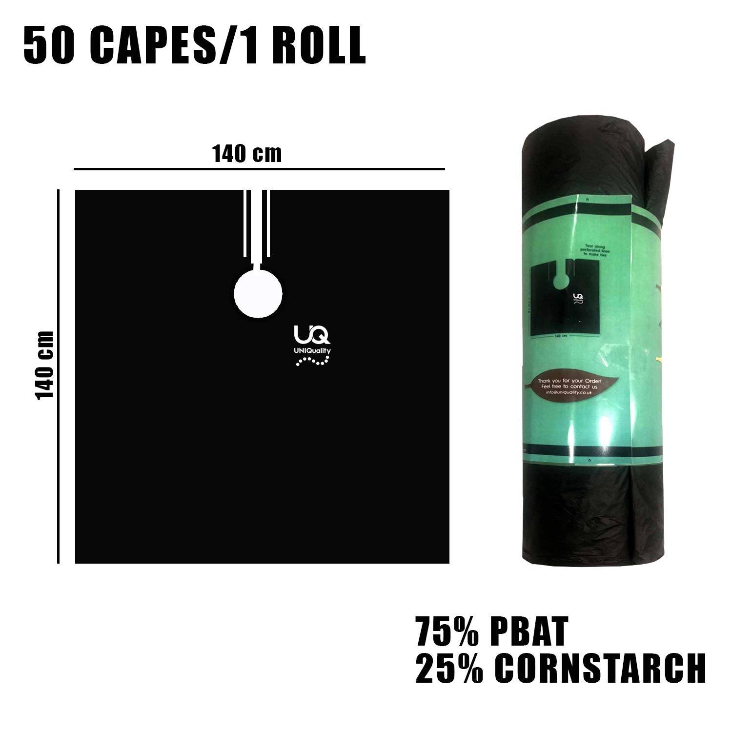 50 Disposable hair salon capes, Waterproof disposable shampoo capes, hair color capes for salon, disposable hair cutting capes protects salon chair. Biodegradable barber capes. No plastic. Black : Beauty