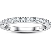CADYNO Lab Grown Diamond Eternity Ring for Women, 14K Solid White Gold, 0.45 Carats, D Color and VVS Clarity