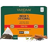VAHDAM, India's Original Masala Chai Tea (30 Pyramid Tea Bags) Non GMO, Gluten Free, No Artificial Flavors | Blended w/Exotic Spices | Chai Tea Bags | Resealable Ziplock Pouch