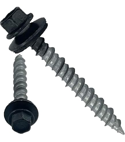 Self Tapping Screws For Metal #10 × 1 Inch, 300-PCS, Zinc Plated Hex Head Sheet Roof Screws Rubber Washer Sharp Point Wood Siding Socket Included Metal Roofing Screws