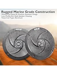 Pyle Marine Speakers   5.25 Inch Low Profile Slim Style Waterproof Wakeboard Tower and Weather Resistant Outdoor Audio Stereo Sound System with 180 Watt Power   1 Pair in Black (PLMRS5B)