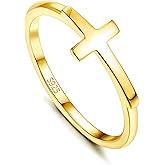 ZZHDCC 18K Gold Plated Cross Ring 925 Sterling Silver Rings Wedding Band for Women Cubic Zirconia Jewelry Promise Bands Gold Rings for Her Trendy CZ Accessories Statement Rings Size 6 to 10