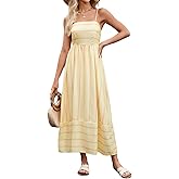 ABYOVRT Women Striped Maxi Dress Sleeveless Backless Cutout Smocked Sundress Spaghetti Straps Boho Flowy Dresses