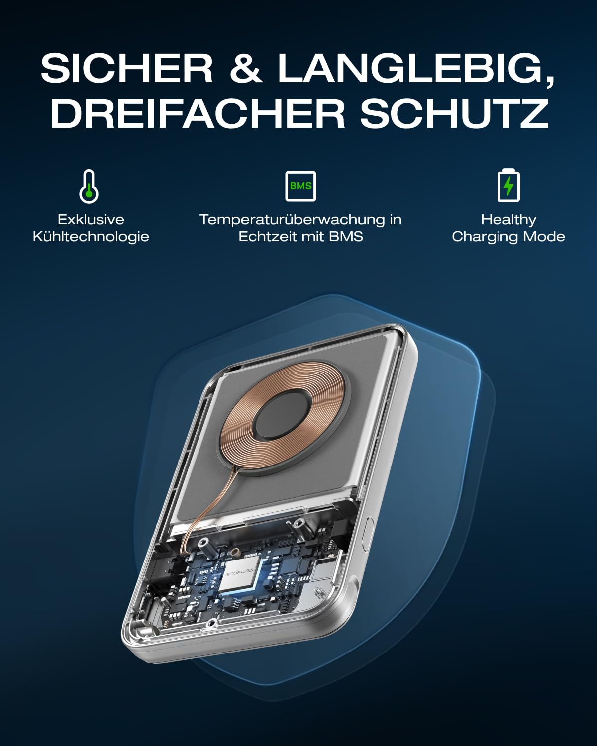 EF ECOFLOW Qi2 Magsafe Powerbank 5000mAh 30W mit USB-C-Kabel, Magnetische Power Bank Kabelloses Tragbares Ladegerät, kompatibel für iPhone 17/16/15/14/13/12 Series, Silber 6