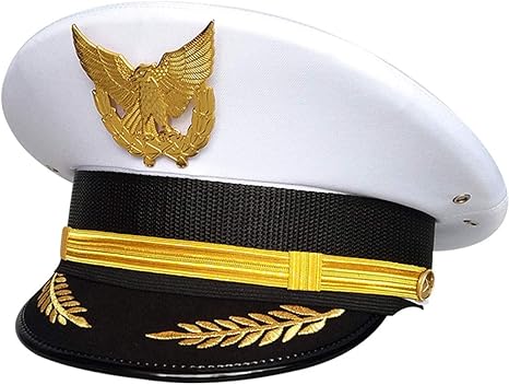 Amazon Co Jp Cnstone パイロット ハット 帽子 鷹バッジ 刺繍 コスチューム用小物 子供 男女共用 機長 航空 飛行機 副機長 帽子 海軍 艦長 制服帽子 小道具 イベント用品 頭周り58cm ホワイト帽子 ゴールドバッジ ホビー 通販