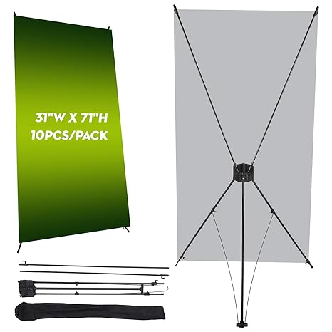 Vevor 10 Pack Banner Stand Premium Tripod X Banner Stand 31 X71