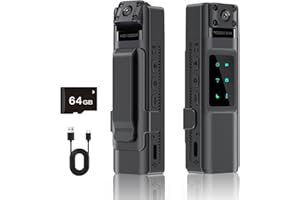 KATZEIST L13 Mini Body Camera with 64GB Memory Card,Portable 1080P Small Body Camera with Night Vision IR & 180° Rotating Lens,Clip on cam for Travel/Cycling/Pet Walking and Outdoor