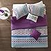 Intelligent Design Cozy Comforter Set Casual Boho Pieced Design, Modern All Season Bedding Set with Matching Sham, Decorative Pillow, Twin/Twin XL, Joni Purple 4 Piece (ID10-1098)