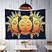 BLEUM CADE Psychedelic Tapestry Indian Moon and Sun with Many Fractal Faces Tapestry Celestial Energy Mystic Tapestries Wall Hanging Tapestry for Bedroom Living Room Dorm (51.2