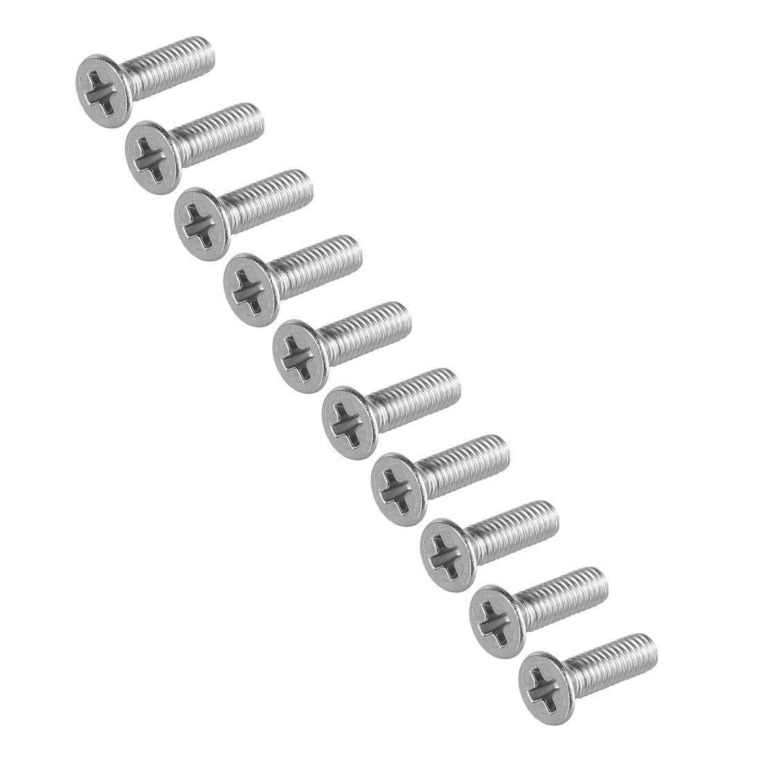 sourcing map M3x10mm Flat Head Machine Screws, Phillips Cross Screw, 304 Stainless Steel, Fasteners Bolts 100Pcs
