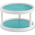 Copco Non-Skid 2 Tier Turntable, 12" - Ideal for Kitchen, Bathroom, Home Office, Laundry Room, Garage, Craft Room, Pantry - Smooth-Glide Lazy Susan Organizer with Nonskid Liner and Raised Rim