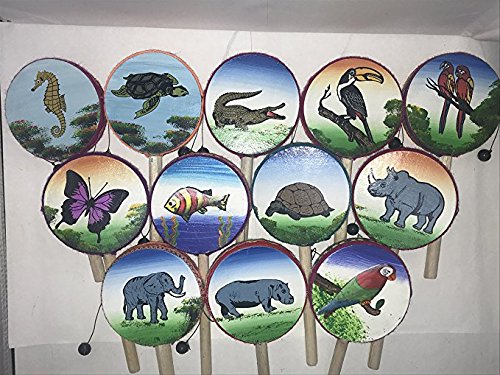 Spin Drum Three Pack Assortment Set Hand Painted Peru Fair Trade Percussion Drums Southwest Designs