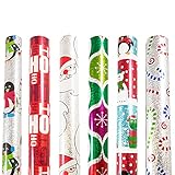 JAM Paper® Gift Wrapping Assortments - Assorted Rolls of Holiday Wrapping Paper - 6 Colorful Sparkle Gift Wrap Rolls per Pack