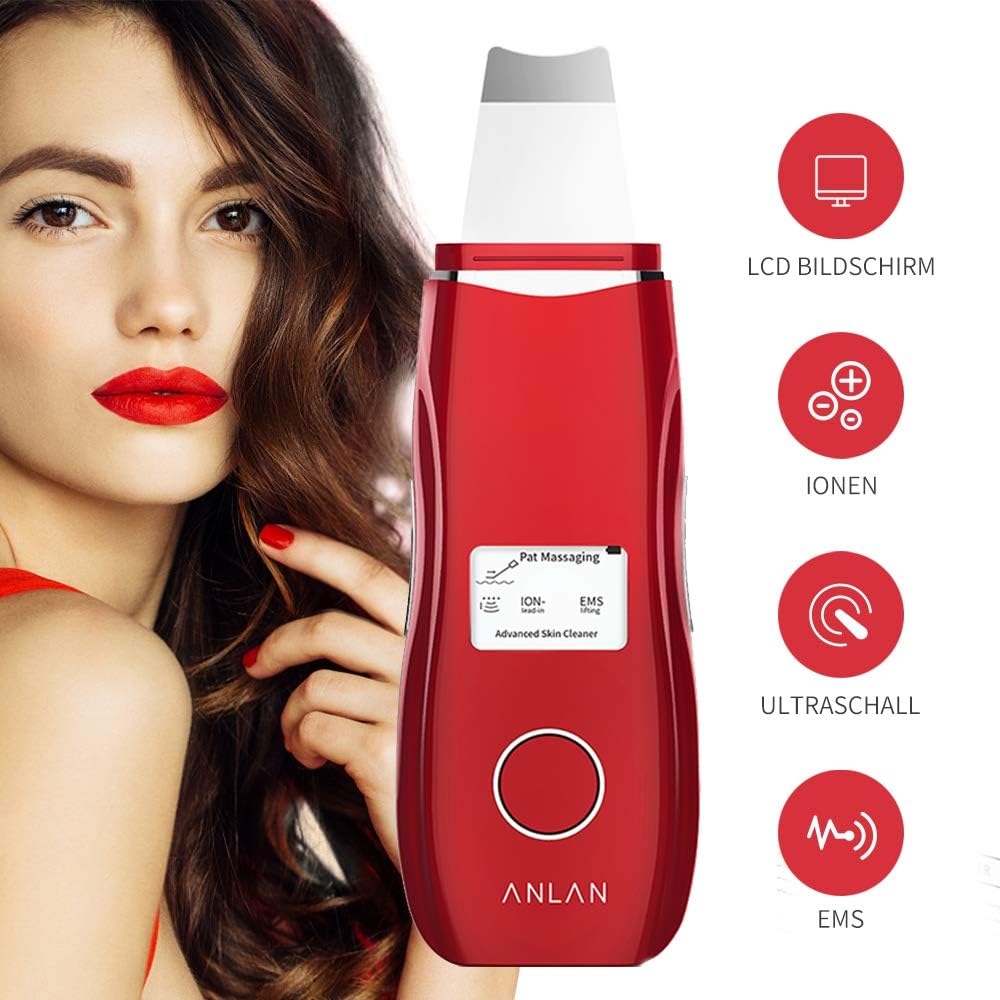 Peeling Ultrasónico Facial con 5 Modos, LCD Pantalla, USB Recargable de ANLAN