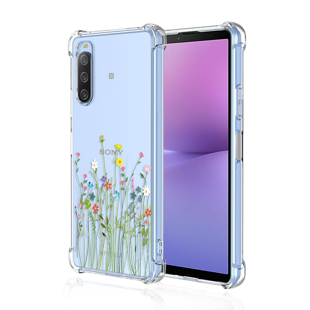 SEAHAI Case for Sony Xperia 10 V, Ultra Thin Soft Silicone Clear Back TPU Bumper Shockproof Cover Fashion Cute Graphic Colorful Skin Slim Case - Vines