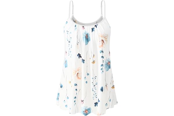 ROSYLINE Womens Camisoles with Built in Shelf Bra Casual Flowy Cami with Adjustable Straps Tank Loose Fit Size S-4XL