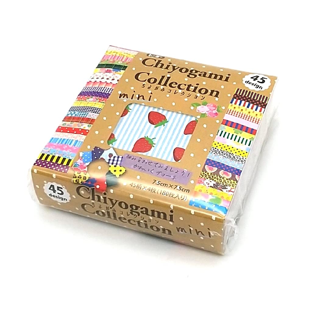 Origami Paper - Patterned Origami paper gift set (Chiyogami) - Chiyogami Collection mini - 45 assorted patterns - 4 sheets of each pattern - 180 sheets in total - 7.5cm x 7.5cm