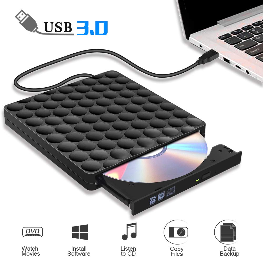 External CD Drive USB 3.0 Burner CD/DVD +/-RW Drive External DVD Drive Rewriter Burner External CD/DVD Drive for Laptop/Desktop/Windows/Linux/Mac OS