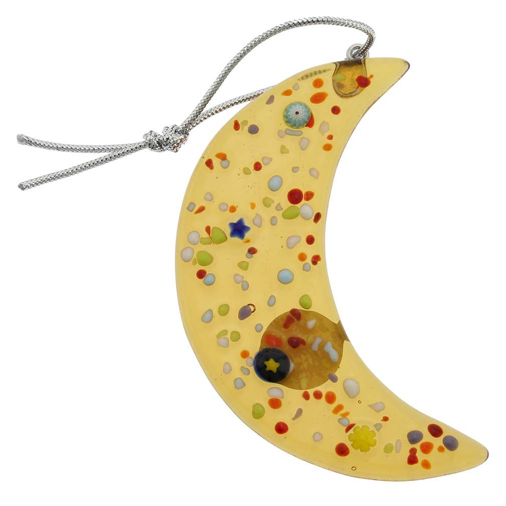 Glass Of Venice Murano Glass Moon Christmas Ornament - Golden Brown