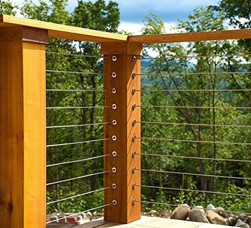Senmit Stainless Steel Protector Sleeves for 1/8" Cable Railing Deck, Wood Posts, DIY Balustrade T316 Marine Grade 100 Pack