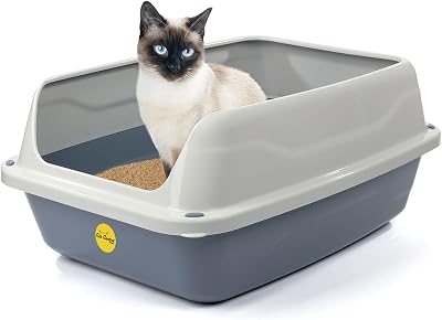 Cat Centre Big Open Litter Tray Grey 56 cm Non-Leak Detachable Rim