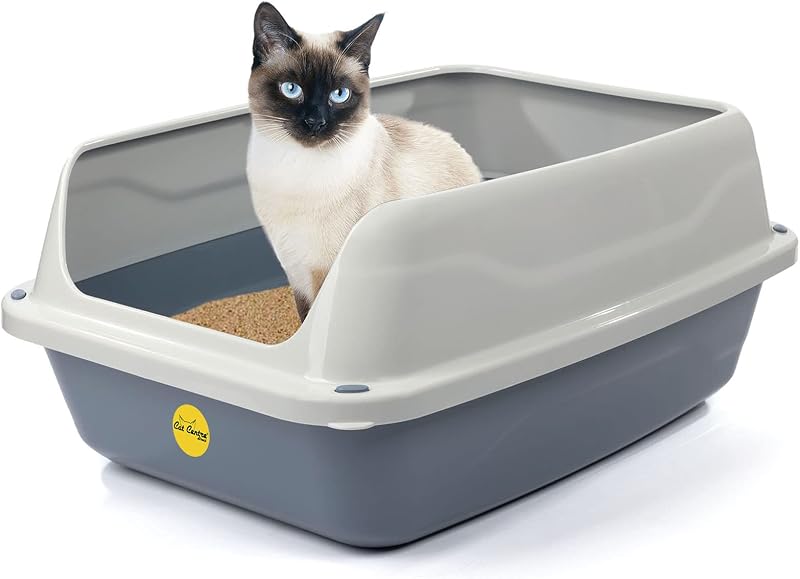 Cat Centre Big Open Litter Tray Grey 56 cm Non-Leak Detachable Rim