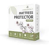 London Cotton Premium Full Size Mattress Protector 100% Waterproof Mattress Protector Breathable Deep Pocket Washable Bed Cover (Full)