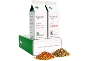 Gourmet Organic Moroccan Spice Rub & Organic Za’atar Gift Set by Journey Spice Co. | Salt-Free | Mediterranean Seasoning | Poultry, Chicken, Shawarma, Tagine, Meat & Vegetable Seasoning | Non-GMO, Natural