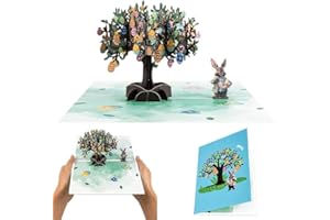 3D Easter Greeting Card,Cute Easters Greeting Popup Card,Rabbits Eggs Tree Handmade Paper Sculpture Cards,Spring Egg Bunny Ke