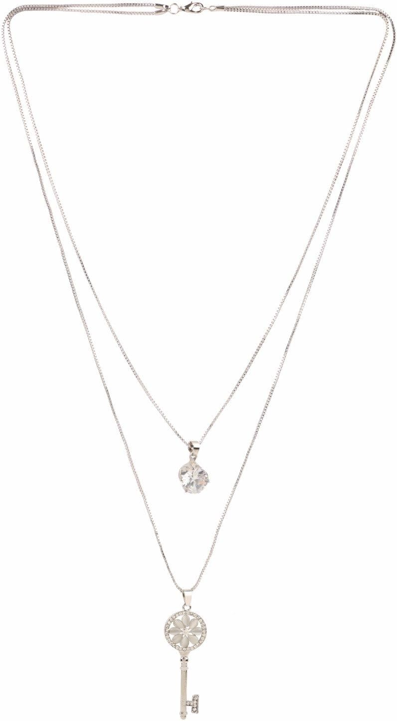 Efulgenz Trendy Stylish Fancy Party Wear Double Layered Long Chain Key Pendant Lariat Y Necklace Fashion Costume Accessories for Women and Girls