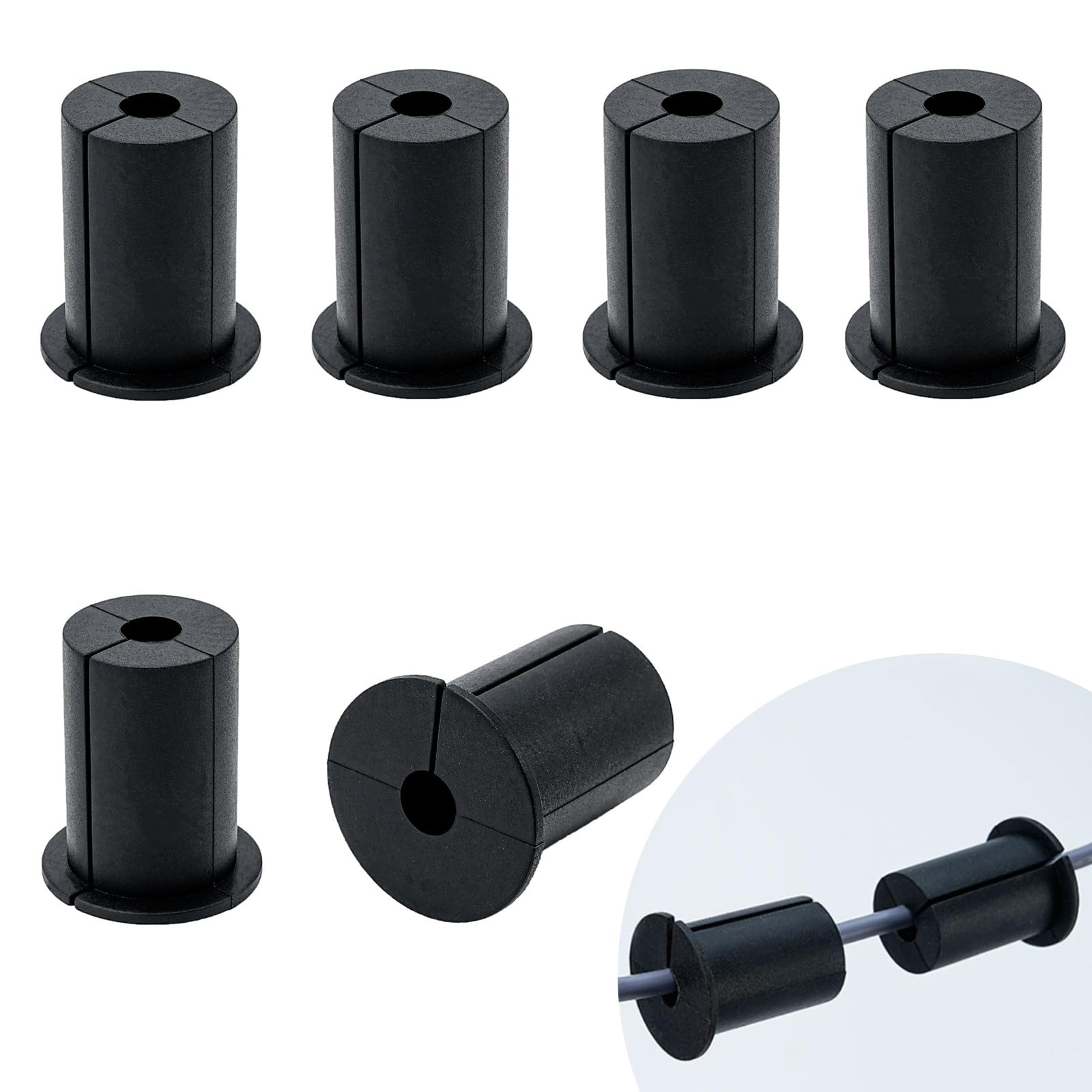 6pcs Wall Hole Cable Routing Kit for Starlink, Starlink Cable Routing Kit, 1 Inch Grommets Accessories for Cables, Starlink Mounting Kit for Network Cable Wire Holes (Black)