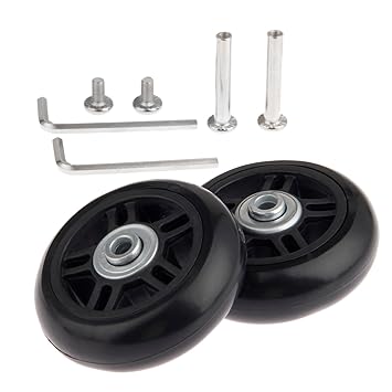 2Set 70x22mm Gepäck Transparent Koffer Ersatzräder mit Achsen Schraubenschlüssel Reparaturlager