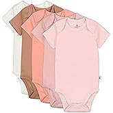 HonestBaby baby-girls 5-pack Short Sleeve Bodysuits One-piece 100% Organic Cotton for Infant Baby Girls