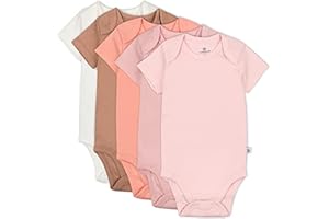 HonestBaby baby-girls 5-pack Short Sleeve Bodysuits One-piece 100% Organic Cotton for Infant Baby Girls