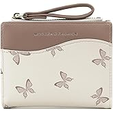 MultiValue Small Wallets for Women, Butterfly Print Womens Bifold Wallet With Zipper Snap Coin Pocket Card Holder Wallet for Daily Use (Brown)