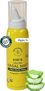 Beekeeper's Naturals Kids Saline Nasal Mist, Cleanse & Clear Sinuses 3fl oz | Cleanses & Clears Stuffy Noses, For Kids 1+, w/