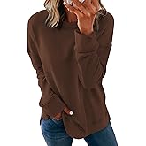 Dokotoo Women's Casual Crew Neck Sweatshirt Loose Soft Long Sleeve Pullover Tops