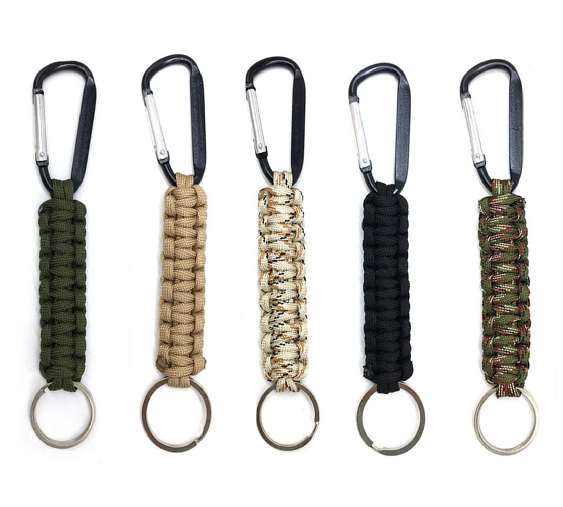 YKKJ 5 Pieces Braided Lanyard Keyring，Keyring Braided Kit，for Outdoor Survival Camping Hiking.