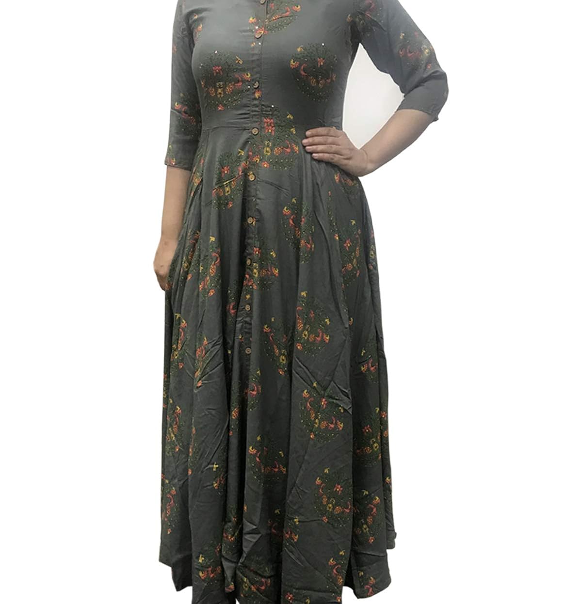 kriti couture rayon gown olive green