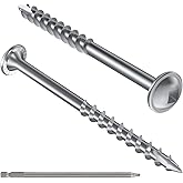 #8 Pocket Hole Screws 2-1/2 Inch, 100Pcs Coarse Thread Wood Screws, Square Drive, Washer Head, 4-Layer Coating, Drive Bit Included (Silver)