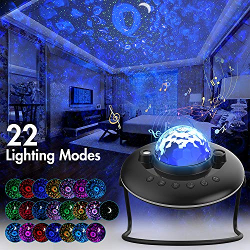 LED Galaxy Projector Light, Rotating Ocean Wave Nebula Moon Star Projector, RGB Color Changing Night Lights, Bluetooth Music Player&Timer, Ambiance Lamp Gifts for Kids Bedroom Adults Room Home Decor