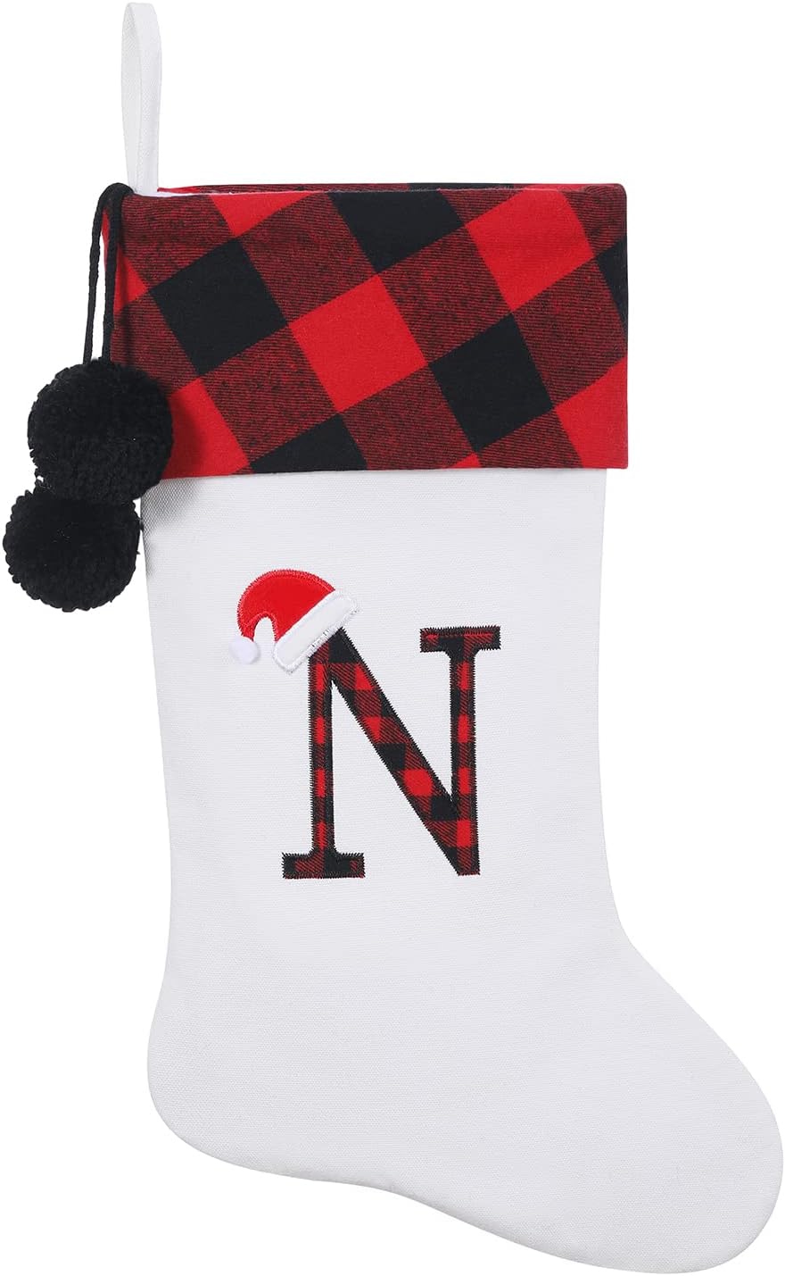 Stockings & Holders - SIRIPHUM 20 Inches Initial Monogram Embroidered lettetr Christmas Stocking，Christmas Decorations Stocking Personalized Stocking，Holiday Season Decor