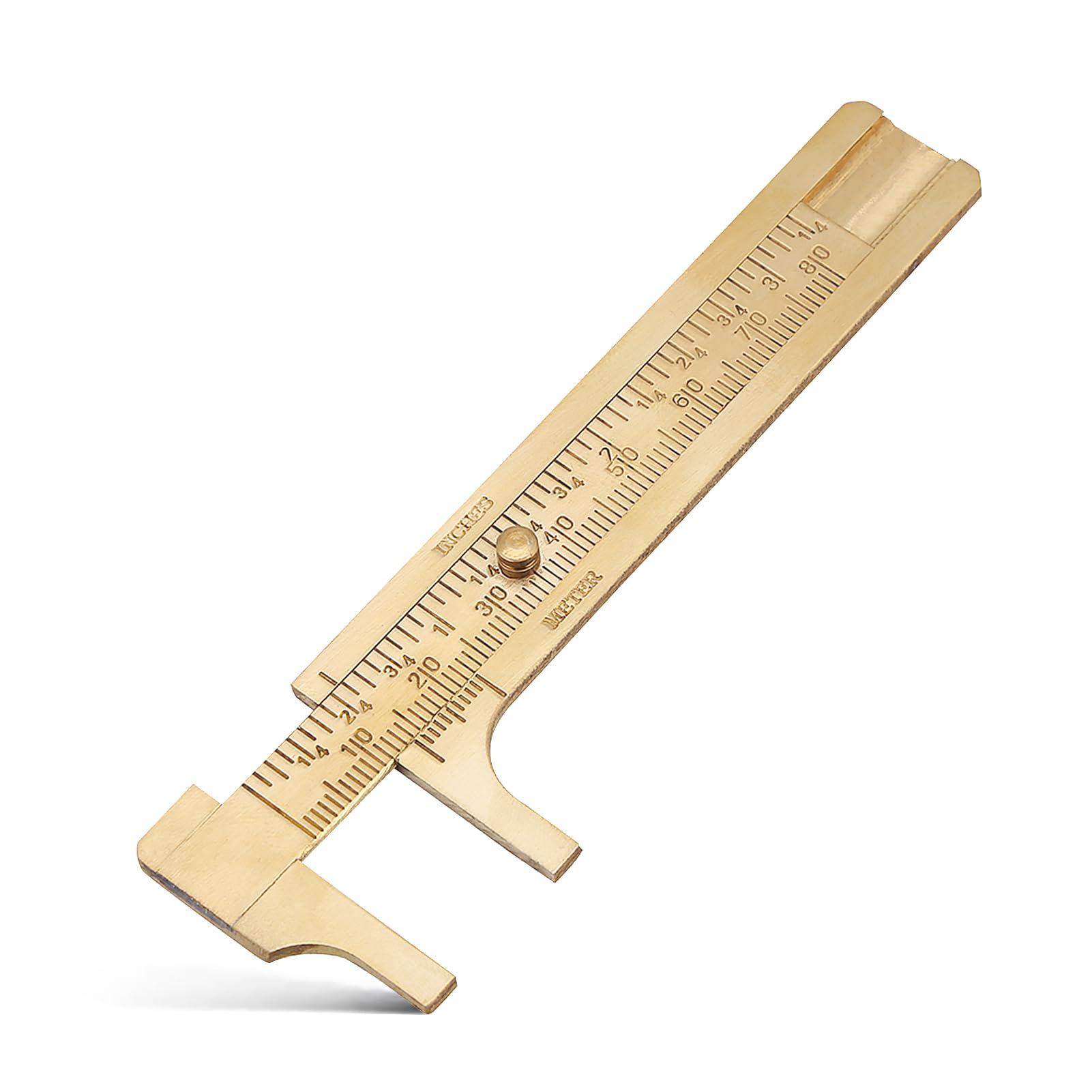 Oumefar Brass Double Scales 80mm Vernier Caliper Ruler (0-80mm) - Inch & MM Scales - Lightweight & Portable - High Precision Measuring Tool
