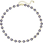 YANCHUN Evil Eye Necklace Blue Evil Eye Choker Ojo Hamsa Pendant Necklace Lucky Turkish Protection Jewelry Gift for Women Birthday Gifts