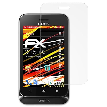 atFolix Schutzfolie kompatibel mit Sony Xperia tipo dual Displayschutzfolie, HD-Entspiegelung FX Folie (3X)