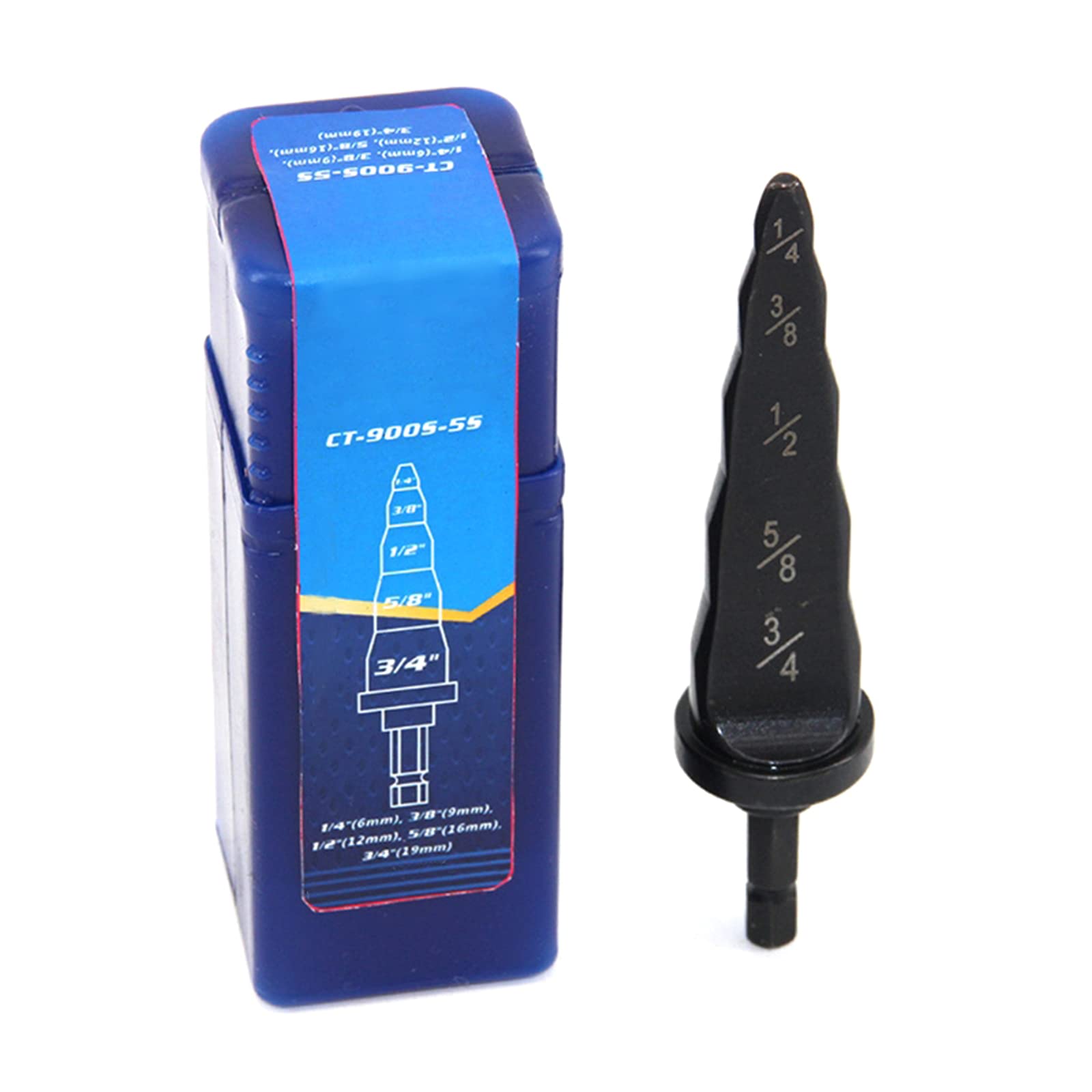 5 in 1 Swaging Spin Tool Drill Bit, Air Conditioner Copper Pipe Expander, Professional Manual Tube Flaring Tool Drill Bit with Hex Handle, Sizes 3/4", 5/8", 1/2", 3/8" and 1/4"