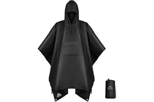 Coralrain Hooded Rain Poncho Lightweight Waterproof Unisex Raincoat Jacket with Pocket for Men Women Adult